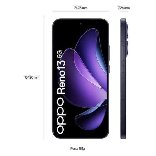 Cellulare Smartphone OPPO Reno 13 5G 6.59" 12+256GB Luminous Blue - Foto 6 di 7