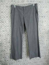 Gap Pants Size 10 Gray Pin Striped Flat Front Hooks Zipper Pockets Career Work