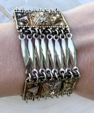 Vintage Mexico Modernist Signed Silver Mexico Link Bracelet 7.5" Length