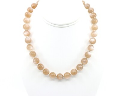 Flash Moonstone Beaded Necklace, Genuine 12mm Natural AAA Grade Round Gemstone