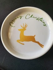Merry Christmas Ceramic Decorative Tray Reindeer Coaster Old East Main Company