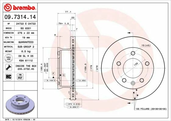 Bremsscheiben 2 StüCk Scheibenbremse Brake Discs Brembo 09.7314.14-image