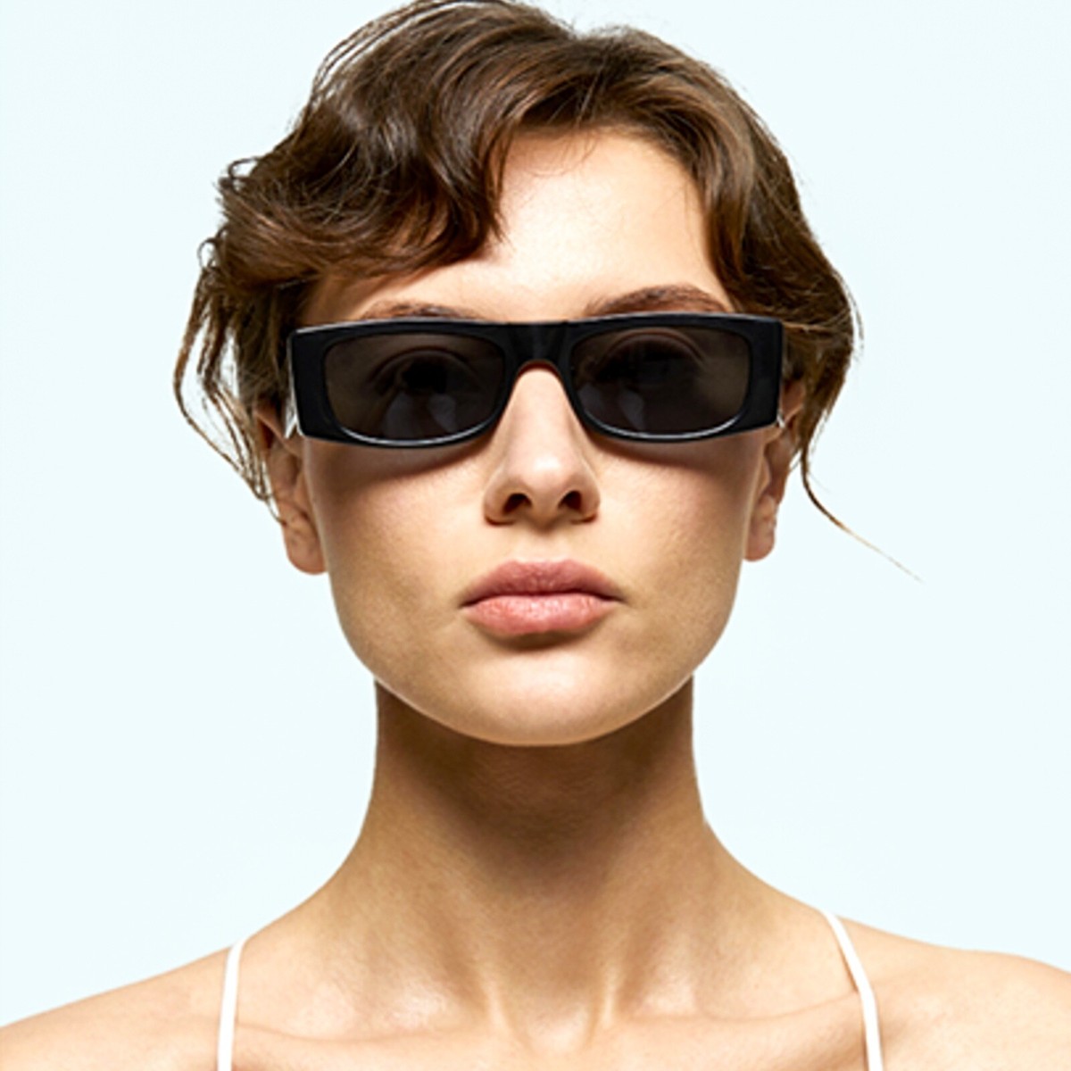 Trendy Fashion Dark Black Retro Y2K Rectangle Sunglasses