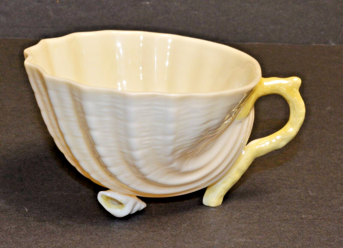 BELLEEK Fine Parian China 7th Mark Ireland NEPTUNE YELLOW Footed