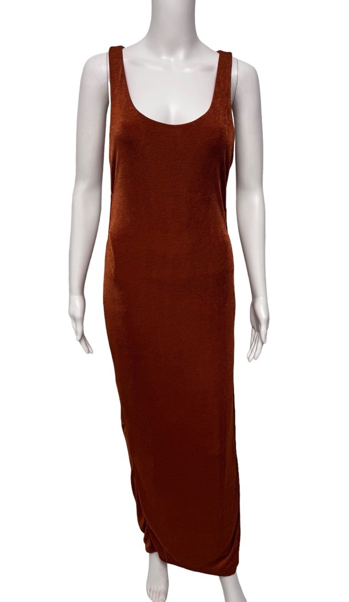 Fashion Nova Women's Sleeveless Burnt Orange Sparkly Open Back Maxi Dress  Size L | eBay