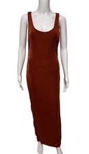Fashion Nova Women's Sleeveless Burnt Orange Sparkly Open Back Maxi Dress Size L