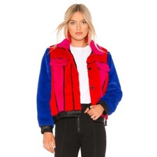 BLANKNYC Multi Color Faux Fur Jacket in Wuz Poppin Size Small