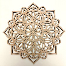 Wooden mandala flower pattern picture wall door home art deco wood laser cut