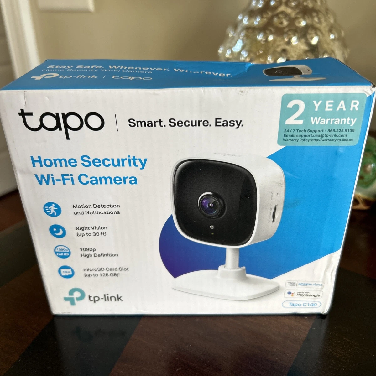 TP-Link Tapo 1080P Indoor Security Camera Wi Fi Google Alexa C100 Smart