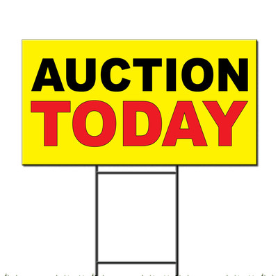 Auction Today Yellow Background Black Red Plastic Yard Sign /Free ...