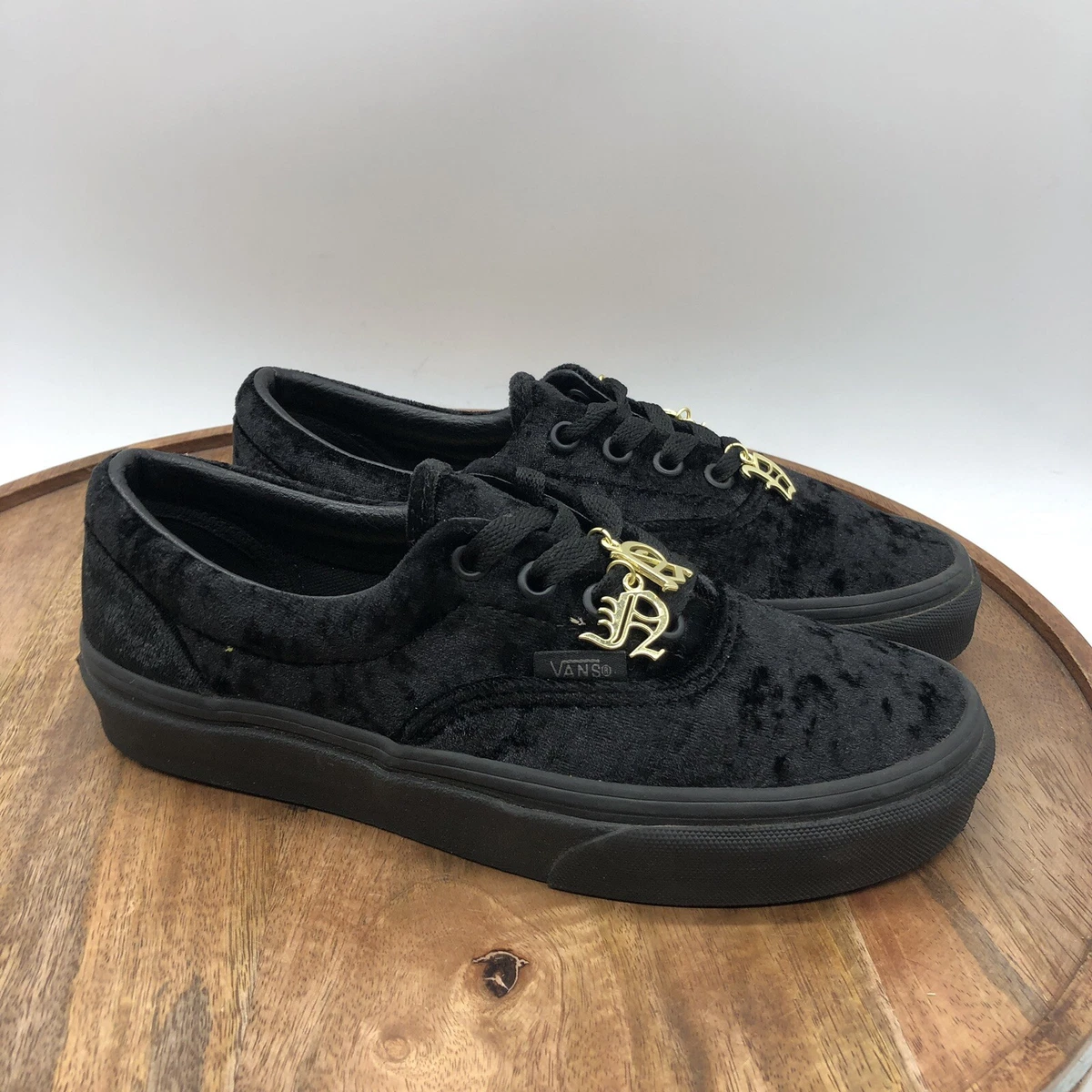 Vans shoes black and hotsell gold