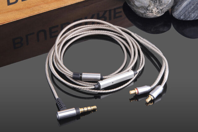 Silver Plated Audio Cable With mic For Audio-technica ATH-E40 E50 E70 ATH-IEX1