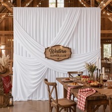 2 PCS White 5x10 FT Thick Polyester Backdrop Curtains Photography Drapes