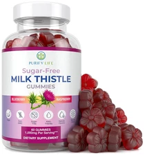 Sugar-Free Milk Thistle Gummies for Liver Cleanse Detox & Repair (Natural Bluebe