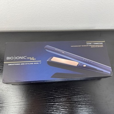 Gold Pro Styling Iron by Bio Ionic Navy Blue - 1  Inch Flat Iron Open Box