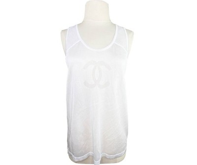 Chanel Brand New with Tag Ivory CC Knit Racer Back Top