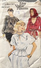 VOGUE 9704 1970’s Peasant-Style Drawstring Blouse Sewing Pattern - Size 14.