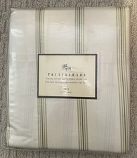 Pottery Barn Bailey Stripe Twin Sheet Set NEW NIP Fitted Flat Pillowcase Cotton