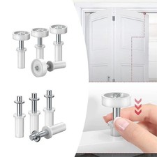 Pivot Hinge Top Guide Wheel Nylon Plastic Silver White Bifold Cabinet Door
