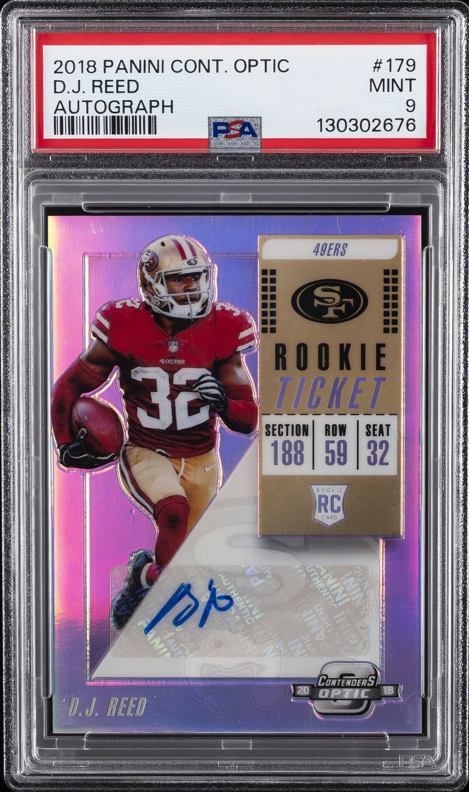 DJ Reed Panini Contenders Optic #179 Autograph