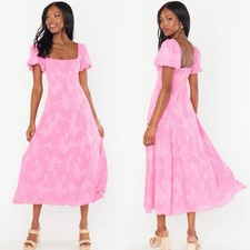 Show Me Your MuMu Mia Midi Dress Pink Floral Spring Princess Size S