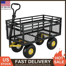 1400lbs Heavy Duty Garden Cart Wagon, 2-in-1 Utility Yard Cart w/ Removable Side