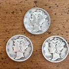 SILVER 90% Mercury Dimes 1936 ( Lot of 3 )
