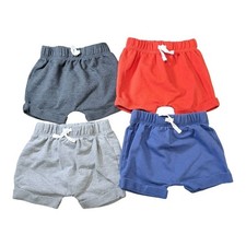 Cat  Jack Knit Shorts Kids 6M-9M Pull On Rolled Cuff 4 Pack Red Blue Gray