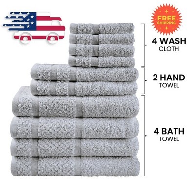 Mainstays 10 Piece Towel Set with Upgraded Softness & Durability, Grey