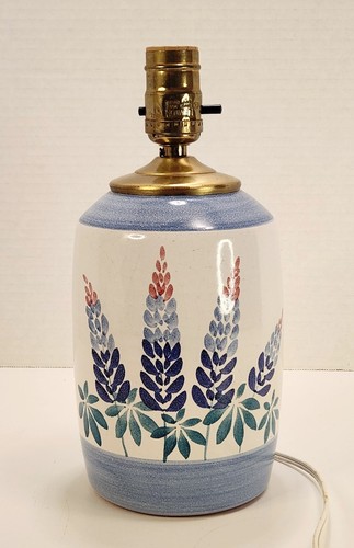 Columbia Falls Pottery Lamp Hand Painted Terracotta Glazed Purple Lupine 10.5" - Picture 17 of 17