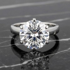 Round Shape 4.00Cts. Certified White Diamond  Ring In 925 Silver - Tariffs Free