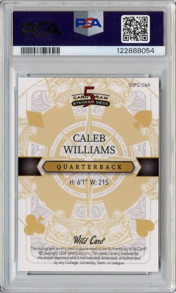 CALEB WILLIAMS 2024 WC 5 CARD DRAW BLACK KALEIDOSCOPE ROOKIE AUTO #'D 1 ...