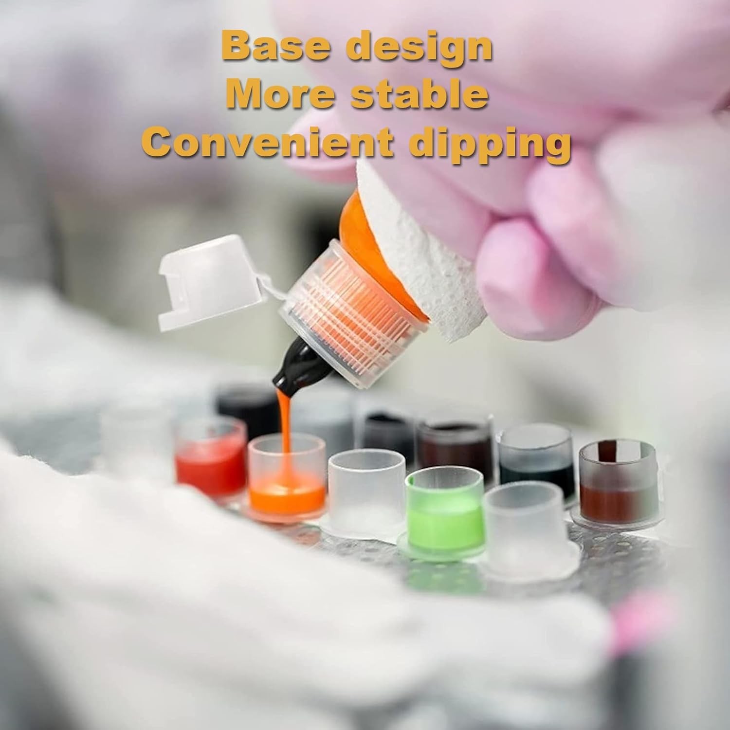 300pcs Tattoo Ink Caps with Base - Jconly Tattoo Ink Cups Pigment Caps