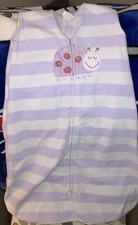 Halo Baby Fleece Sleep Sack Size Medium 6-12 Months Purple Stripes Ladybug