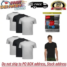 Hanes 6-Pack Pocket Tee Men's T-Shirt Soft and Breathable Black/Grey