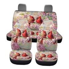 Print Car Seat Covers Full Set, Soft Auto Seat Cushion Cardinal Cherry Blossom
