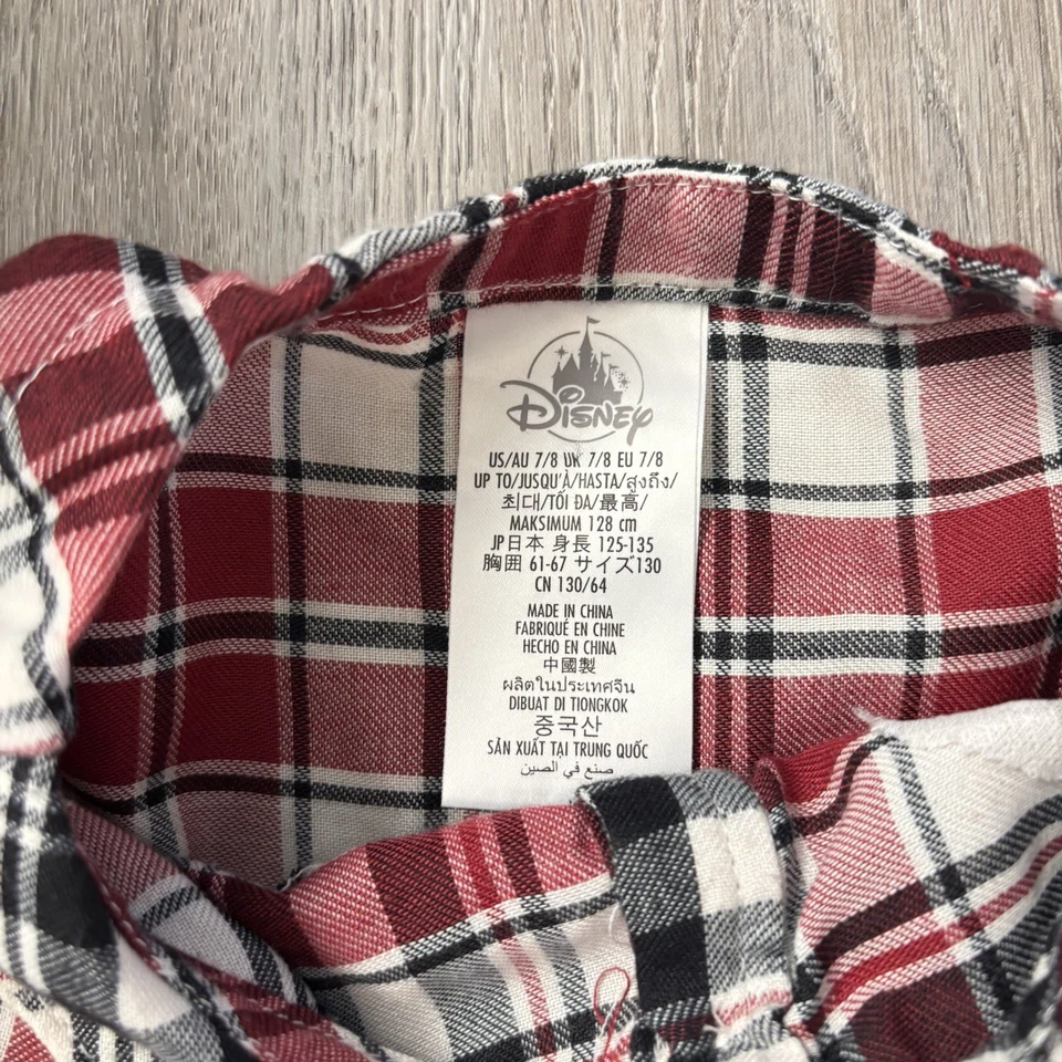 Ночная рубашка Disney Mickey Mouse размер 7/8 семейная рождественская картина клетчатая красная пижама - Изображение 3 из 4