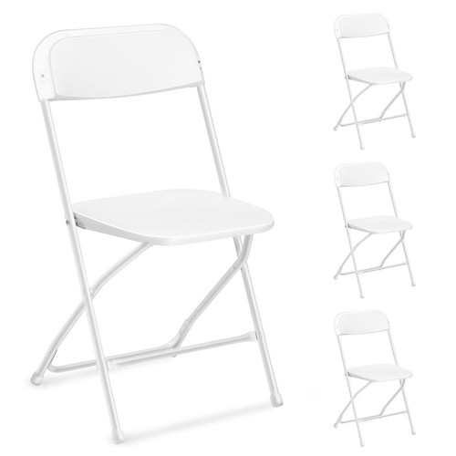 4PACK Folding Chairs Stackable Wedding Party Steel Frame Chair White