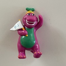 Barney and Friends PVC Figure Holding Go Flag 1993 Cake Topper Toy Vintage 90s