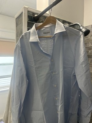 Men s Rubinacci Very Nice Recent Baby Blue Dress Shirt XL Measurements In Desc