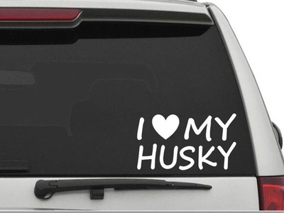 #ad I LOVE MY HUSKY Sticker Decal FREE SHIPPING HEART Car Truck CW1691 $5.99