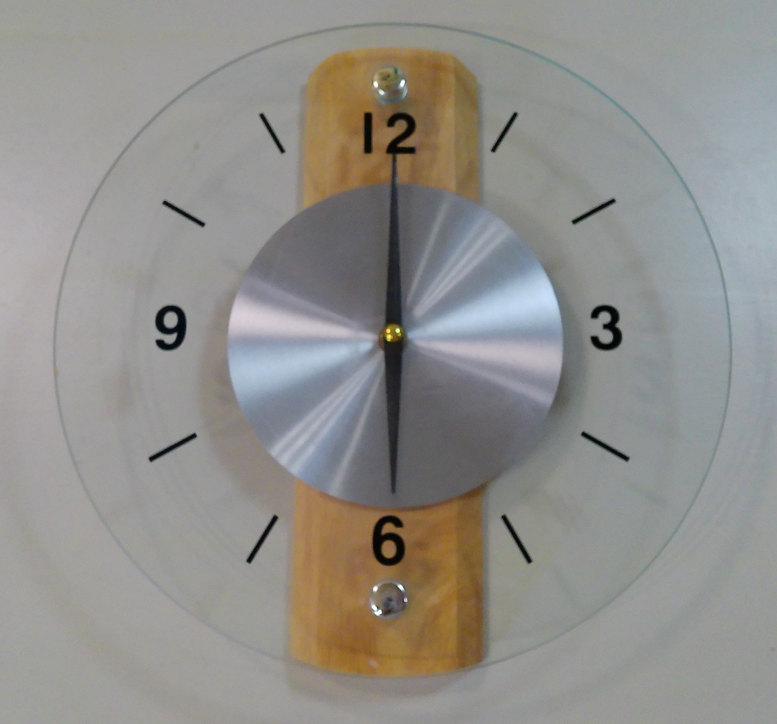 Modern Glass & Wood Wall Clock Minimalist Quartz Contemporary Decor MCM