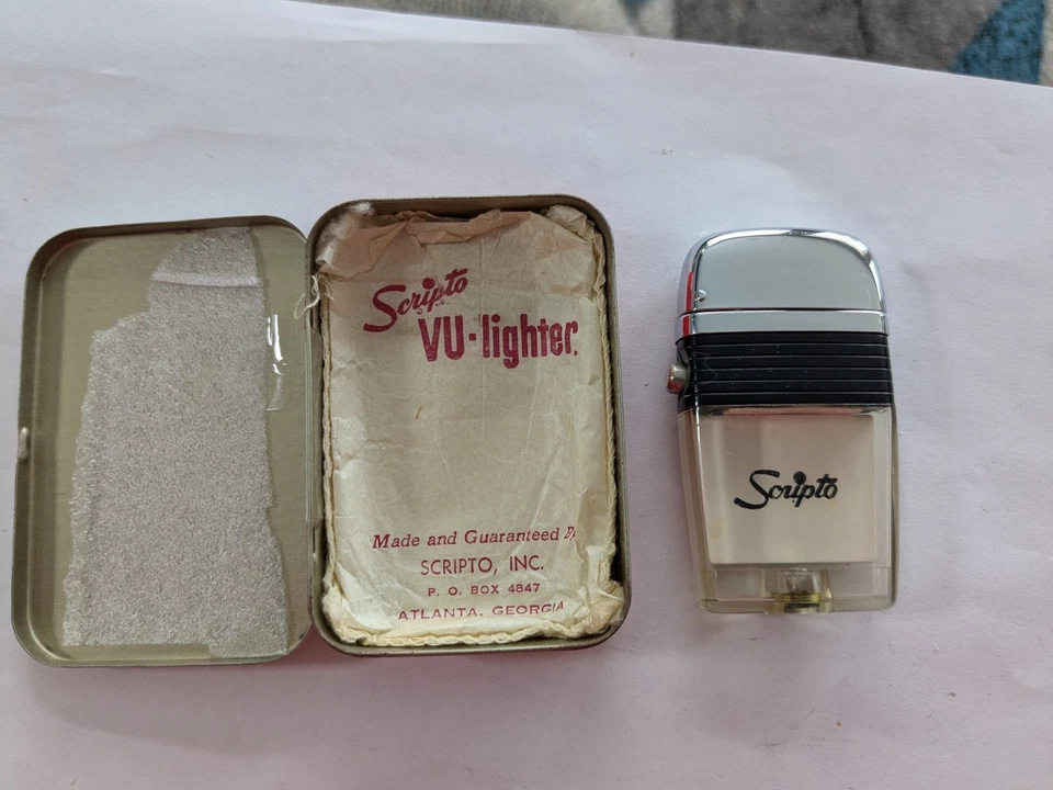 De colección Scripto VU-Encendedor MUESTRA Modelo H304 con Funda, Estaño Foto 2 de 4