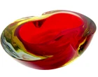 Mid 20th Century Murano Art Glass Space Age Reflecting Bowl Red Amber Striking