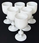 Set of 6 - Vintage French Portieux Vallerysthal White Opaline 6.5"  Wine Glasses