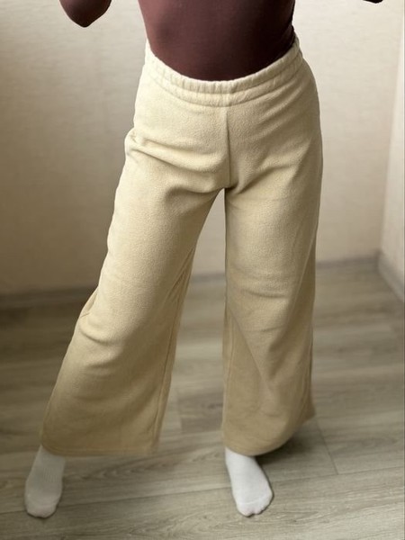 Women Trousers Beige Fleece 38