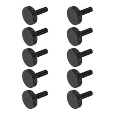 M6x18mm Knurled Thumb Screws Black Steel Flat Head Thumb Screws 10Pcs
