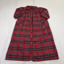 Vtg The Vermont Country Store Red Tartan Plaid Flannel Nightgown Snap Pocket