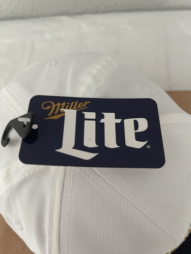 Miller Lite 5 Panel Snapback Cap. White With Black Brim - Picture 5 of 6