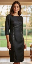 London Times Black Sheath Cocktail Dress With Lace Insets Size 12 NWT